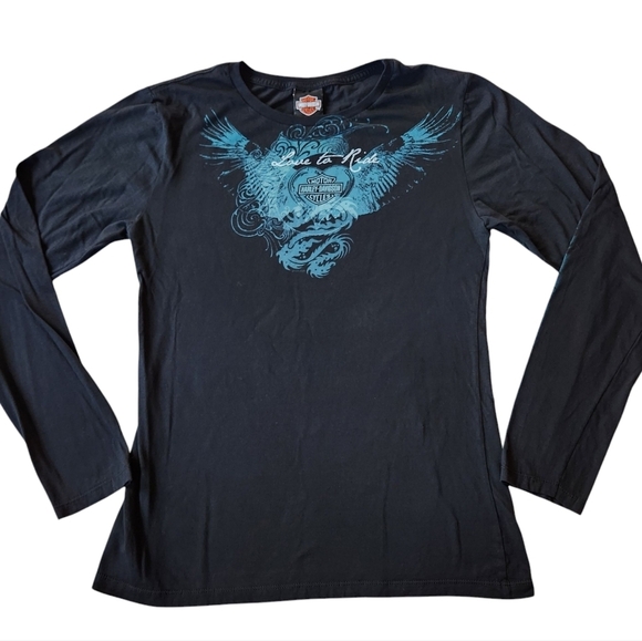 Y2K Harley Davidson Long Sleeve Graphic Top Sz 2Xl - Picture 1 of 6